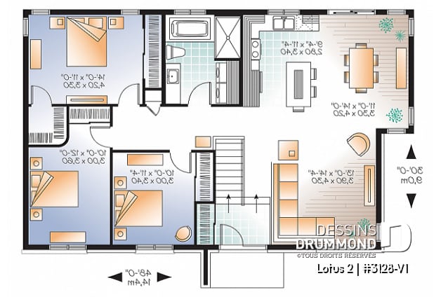 Rez-de-chaussée - Plain-pied moderne 3 chambres au même niveau, laveuse/sécheuse au rez-de-chaussée, grande cuisine - Lotus 2