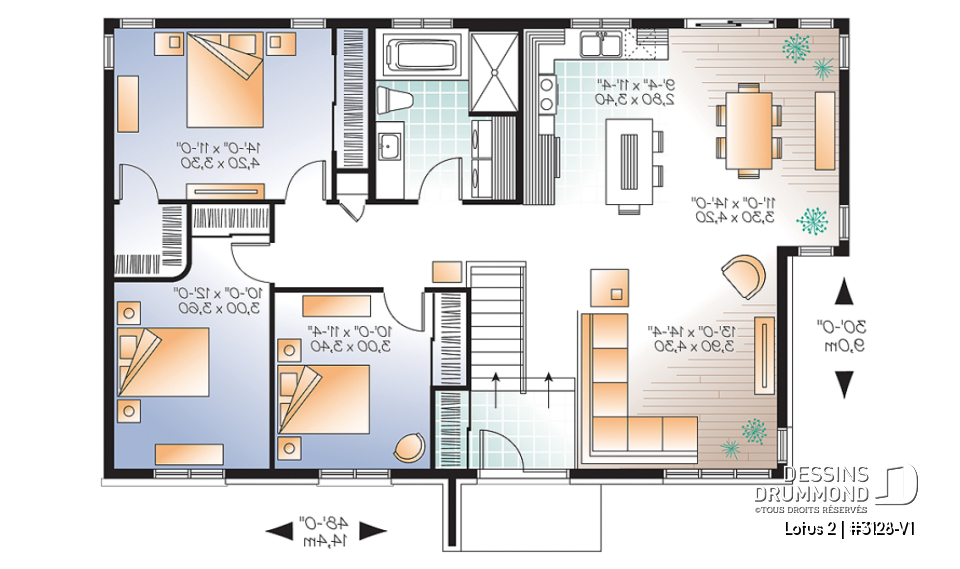Rez-de-chaussée - Plain-pied moderne 3 chambres au même niveau, laveuse/sécheuse au rez-de-chaussée, grande cuisine - Lotus 2