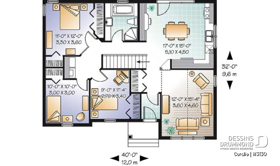 Rez-de-chaussée - Bungalow avec plafond cathédrale, 3 chambres, grande cuisine et bas coûts de construction - Coralie