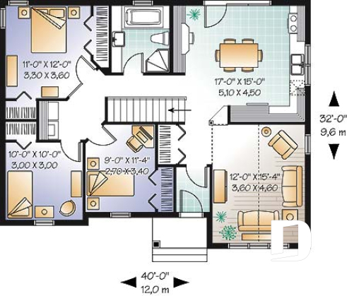 Rez-de-chaussée - Bungalow avec plafond cathédrale, 3 chambres, grande cuisine et bas coûts de construction - Coralie