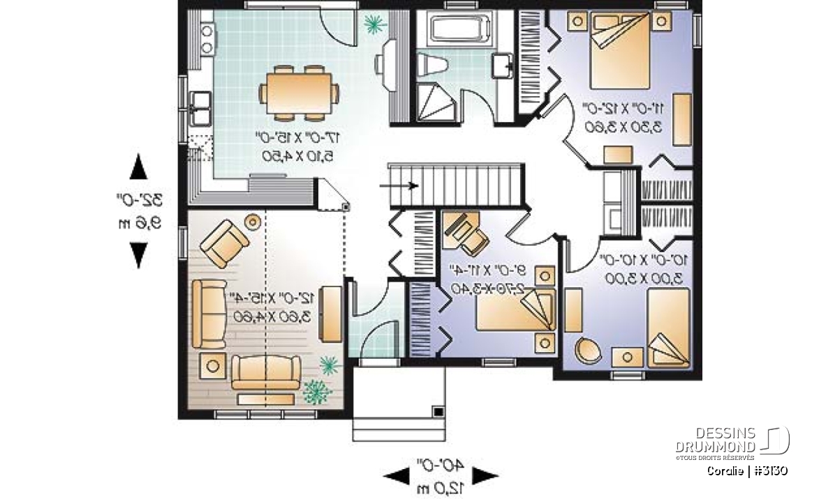 Rez-de-chaussée - Bungalow avec plafond cathédrale, 3 chambres, grande cuisine et bas coûts de construction - Coralie
