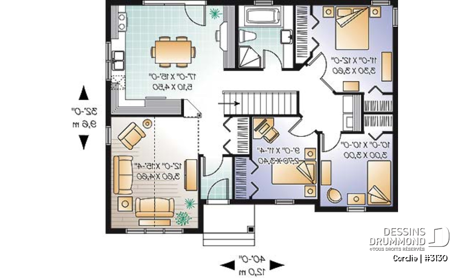 Rez-de-chaussée - Bungalow avec plafond cathédrale, 3 chambres, grande cuisine et bas coûts de construction - Coralie