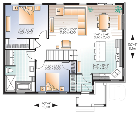 Rez-de-chaussée - Plain-pied chaleureux et abordable, 2 chambres, style craftsman, secteur activités à l'arrière, grande cuisine - Bourgade 2