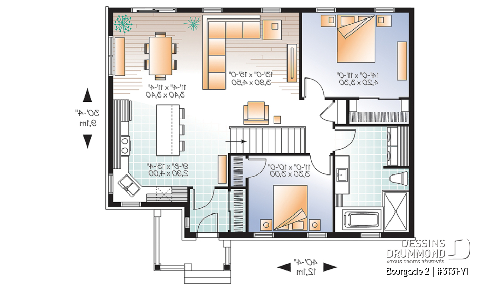Rez-de-chaussée - Plain-pied chaleureux et abordable, 2 chambres, style craftsman, secteur activités à l'arrière, grande cuisine - Bourgade 2