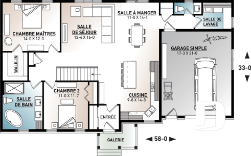 Rez-de-chaussée - Plain-pied champêtre  2 chambres, garage, beaucoup de commodités, walk-in, buanderie, grand îlot à la cuisine - Bourgade 4