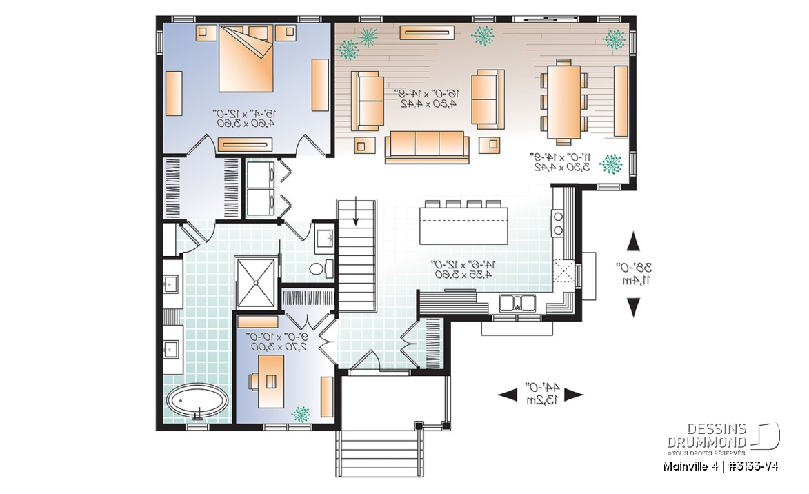 Rez-de-chaussée - Plain-pied champêtre de 1 à 5 chambres, bureau à domicile, superbe cuisine avec grand îlot, plafond 9pi. - Mainville 4