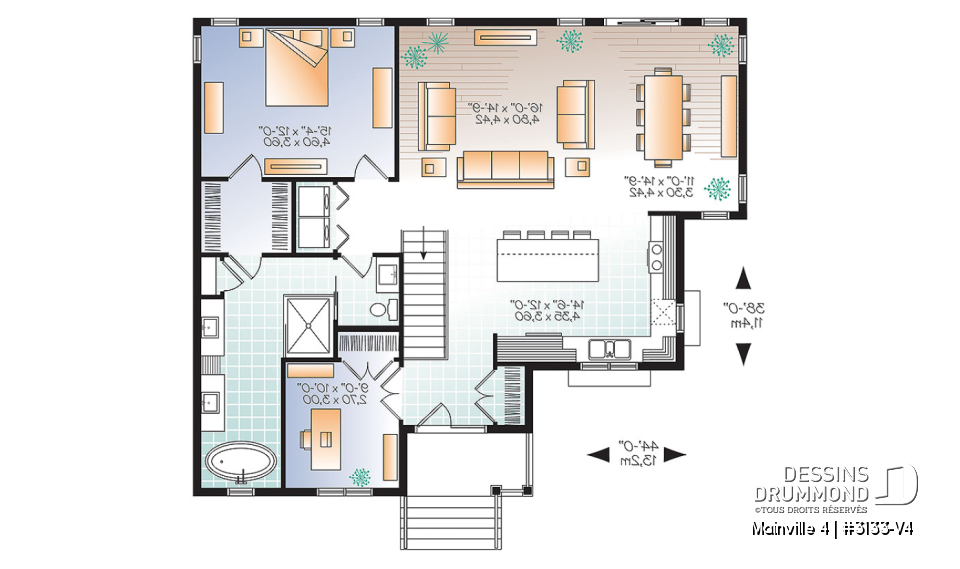Rez-de-chaussée - Plain-pied champêtre de 1 à 5 chambres, bureau à domicile, superbe cuisine avec grand îlot, plafond 9pi. - Mainville 4