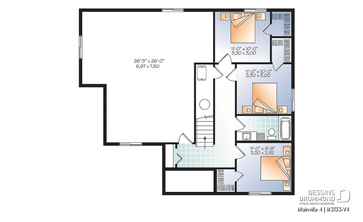 Sous-sol - Plain-pied champêtre de 1 à 5 chambres, bureau à domicile, superbe cuisine avec grand îlot, plafond 9pi. - Mainville 4