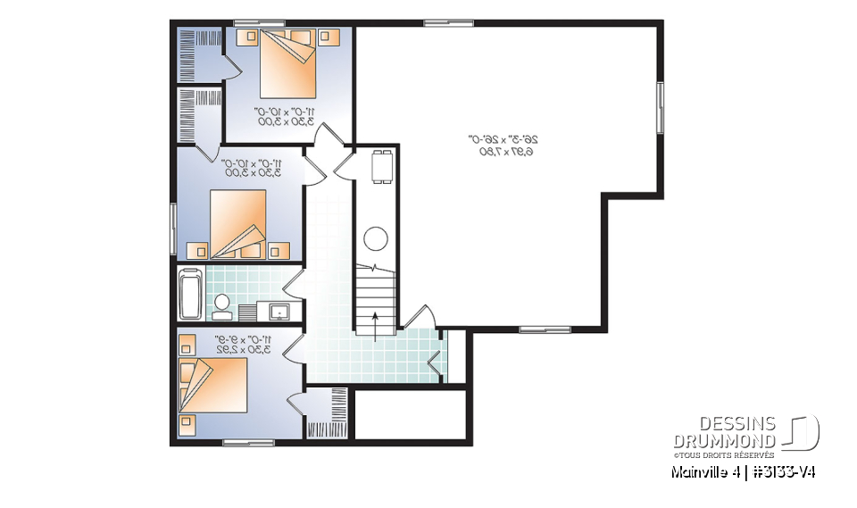 Sous-sol - Plain-pied champêtre de 1 à 5 chambres, bureau à domicile, superbe cuisine avec grand îlot, plafond 9pi. - Mainville 4