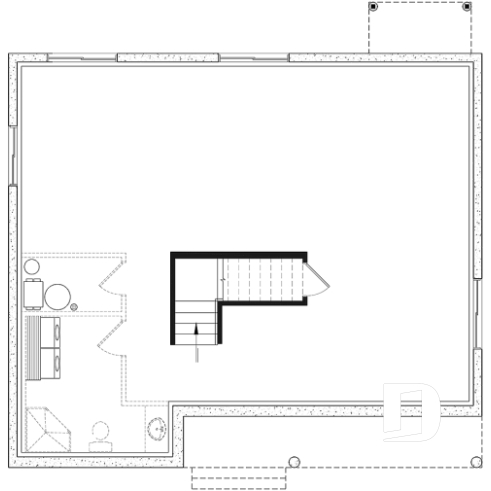 Sous-sol - Plan de plain-pied moderne rustique économique, 2 chambres, espace famille ouvert, grande douche, vestibule - Clarendon