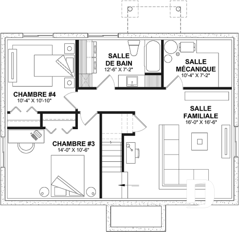 Sous-sol aménagé (Optionel $) - Plan Farmhouse économique 4 chambres avec sous-sol aménagé – Miranda 6 (#3137-V1) - Miranda 6