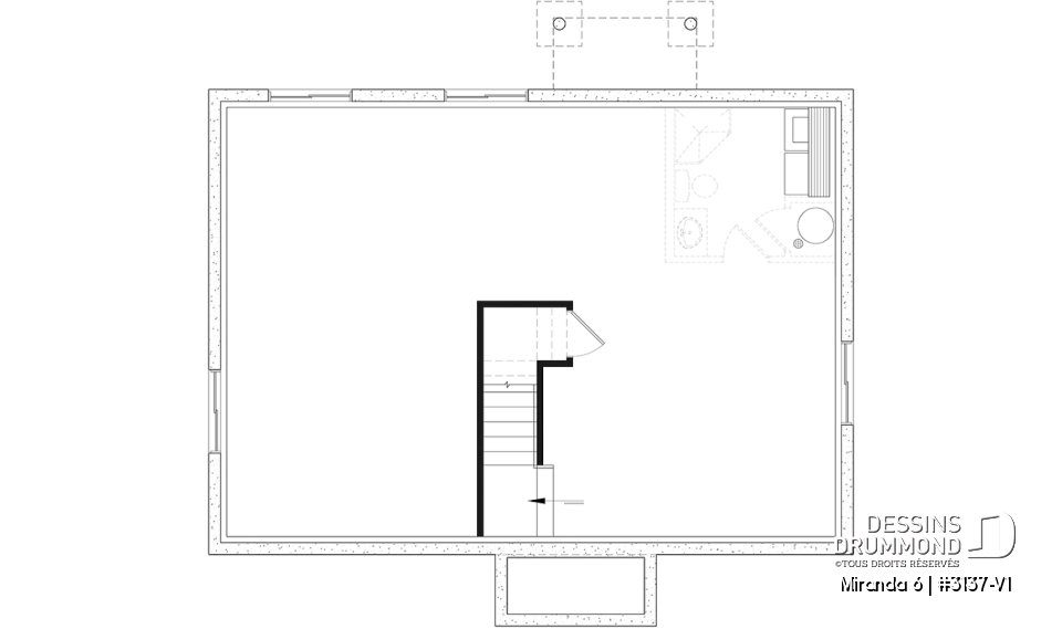 Sous-sol aménageable - Plan Farmhouse économique 4 chambres avec sous-sol aménagé – Miranda 6 (#3137-V1) - Miranda 6