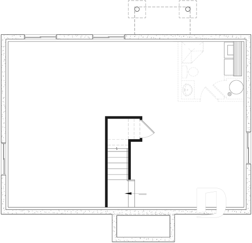Sous-sol aménageable - Plan Farmhouse économique 4 chambres avec sous-sol aménagé – Miranda 6 (#3137-V1) - Miranda 6