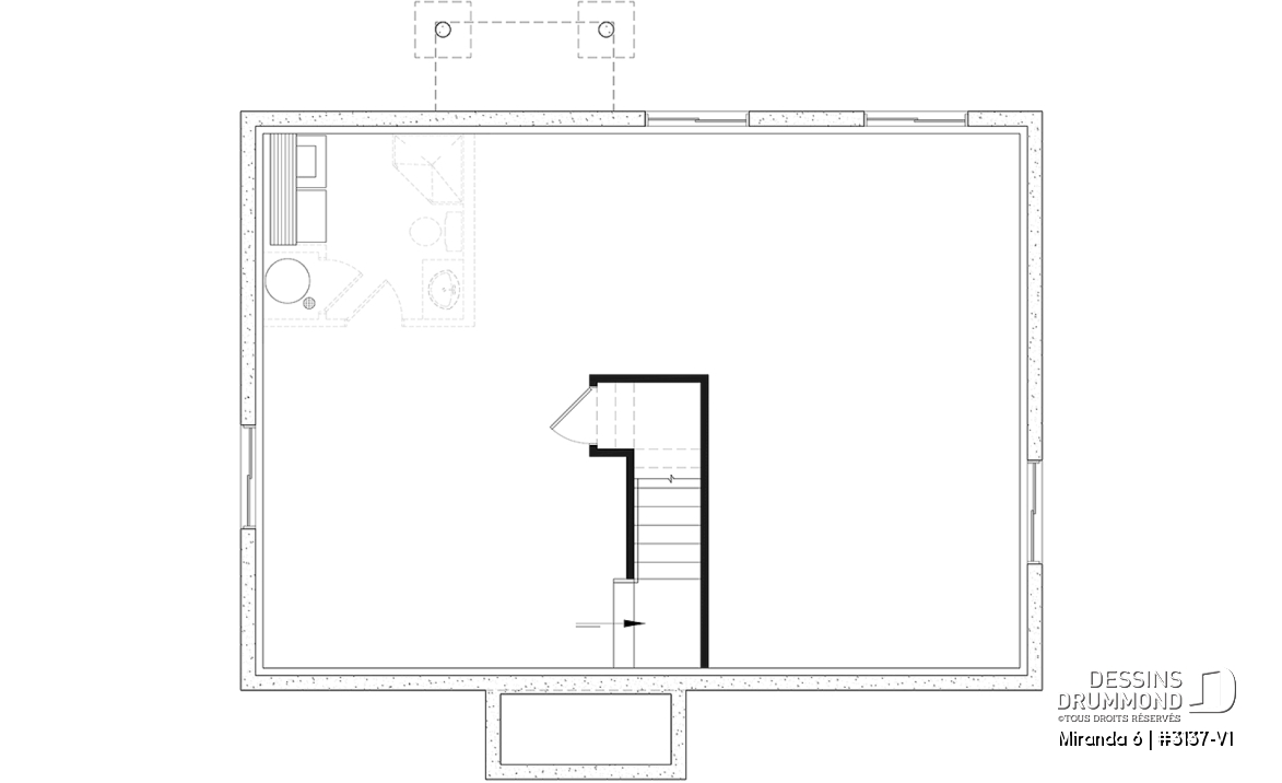 Sous-sol aménageable - Plan Farmhouse économique 4 chambres avec sous-sol aménagé – Miranda 6 (#3137-V1) - Miranda 6