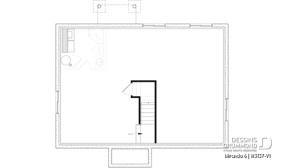 Sous-sol aménageable - Plan Farmhouse économique 4 chambres avec sous-sol aménagé – Miranda 6 (#3137-V1) - Miranda 6