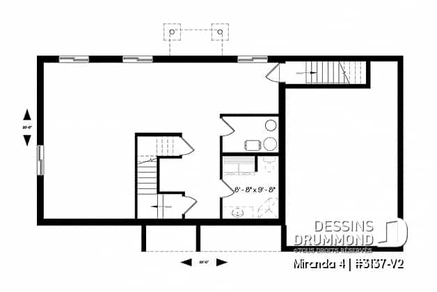 Sous-sol - Plain-pied champêtre avec garage, grande cuisine avec îlot central, 2 chambres, accès au sous-sol via garage - Miranda 4
