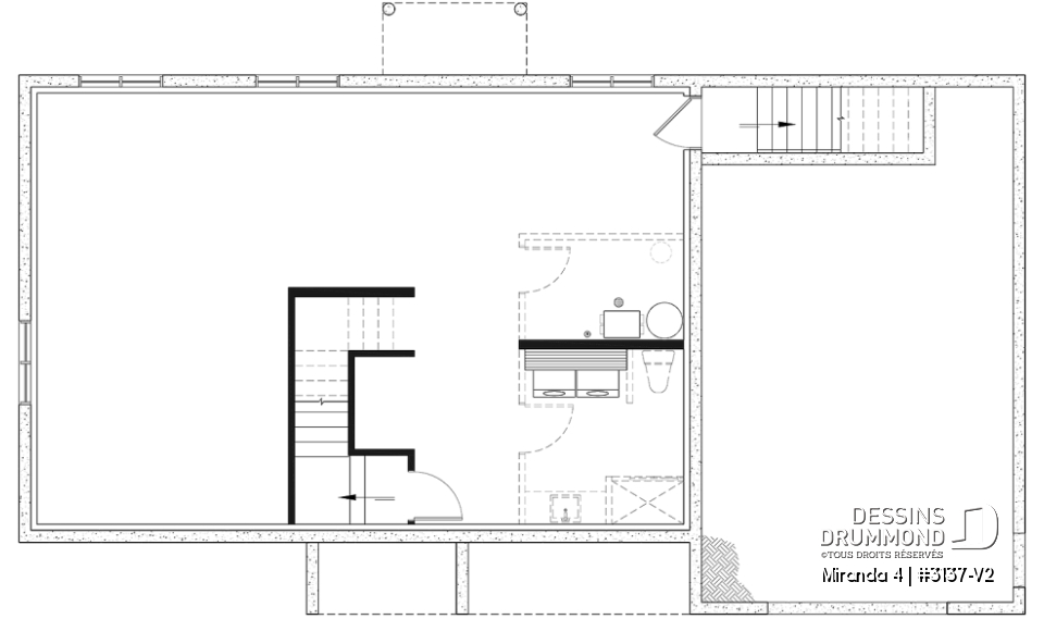 Sous-sol aménageable - Plan de maison plain-pied farmhouse compact avec garage, idéal pour premiers acheteurs et petits budgets - Miranda 4