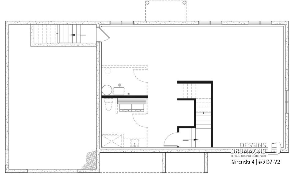 Sous-sol aménageable - Plan de maison plain-pied farmhouse compact avec garage, idéal pour premiers acheteurs et petits budgets - Miranda 4