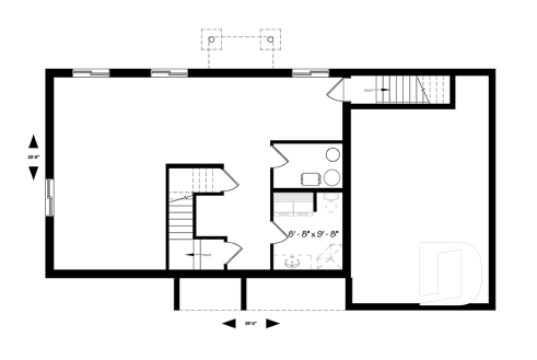 Sous-sol - Plain-pied champêtre avec garage, cuisine avec îlot central, 2 chambres, garage attaché avec accès au sous-sol - Miranda 4