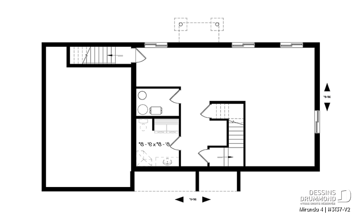 Sous-sol - Plan de maison plain-pied farmhouse compact avec garage, idéal pour premiers acheteurs et petits budgets - Miranda 4