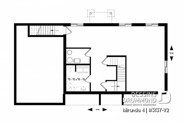 Sous-sol - Plain-pied champêtre avec garage, grande cuisine avec îlot central, 2 chambres, accès au sous-sol via garage - Miranda 4