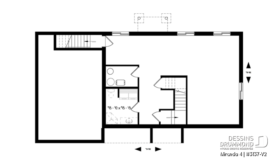 Sous-sol - Plain-pied champêtre avec garage, cuisine avec îlot central, 2 chambres, garage attaché avec accès au sous-sol - Miranda 4