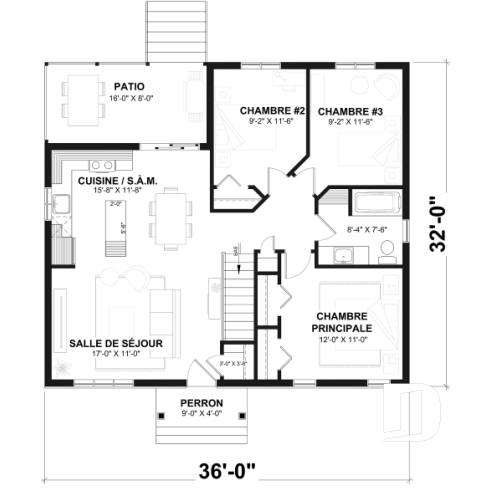 Rez-de-chaussée - Modèle de plain-pied économique avec 3 chambres au rez-de-chaussée, possibilités de 2+ chambres au sous-sol - Miranda 5