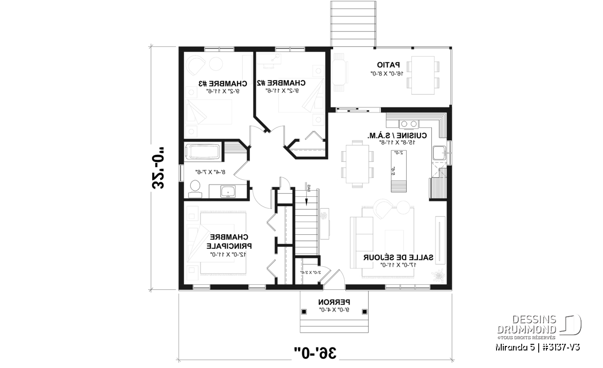 Rez-de-chaussée - Modèle de plain-pied économique avec 3 chambres au rez-de-chaussée, possibilités de 2+ chambres au sous-sol - Miranda 5