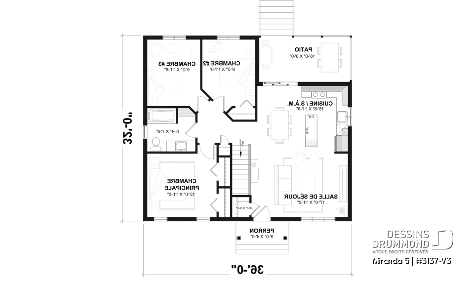 Rez-de-chaussée - Modèle de plain-pied économique avec 3 chambres au rez-de-chaussée, possibilités de 2+ chambres au sous-sol - Miranda 5