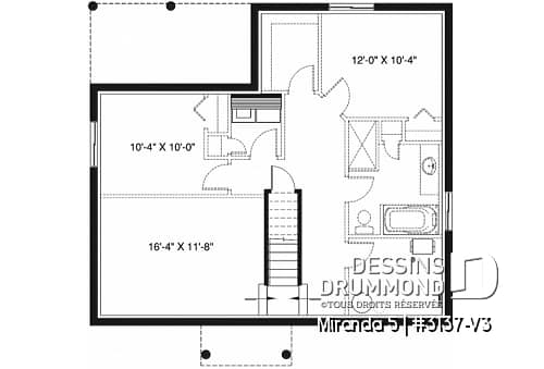 Sous-sol - Plan de plain-pied économique avec 3 chambres au rez-de-chaussée, possibilités de 2 chambres au sous-sol - Miranda 5