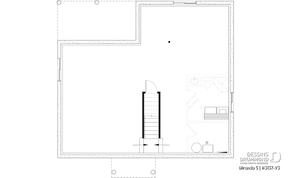 Sous-sol aménageable - Modèle de plain-pied économique avec 3 chambres au rez-de-chaussée, possibilités de 2+ chambres au sous-sol - Miranda 5