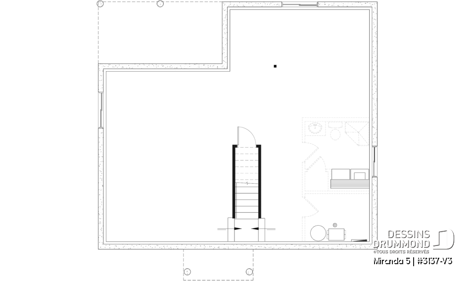 Sous-sol aménageable - Modèle de plain-pied économique avec 3 chambres au rez-de-chaussée, possibilités de 2+ chambres au sous-sol - Miranda 5
