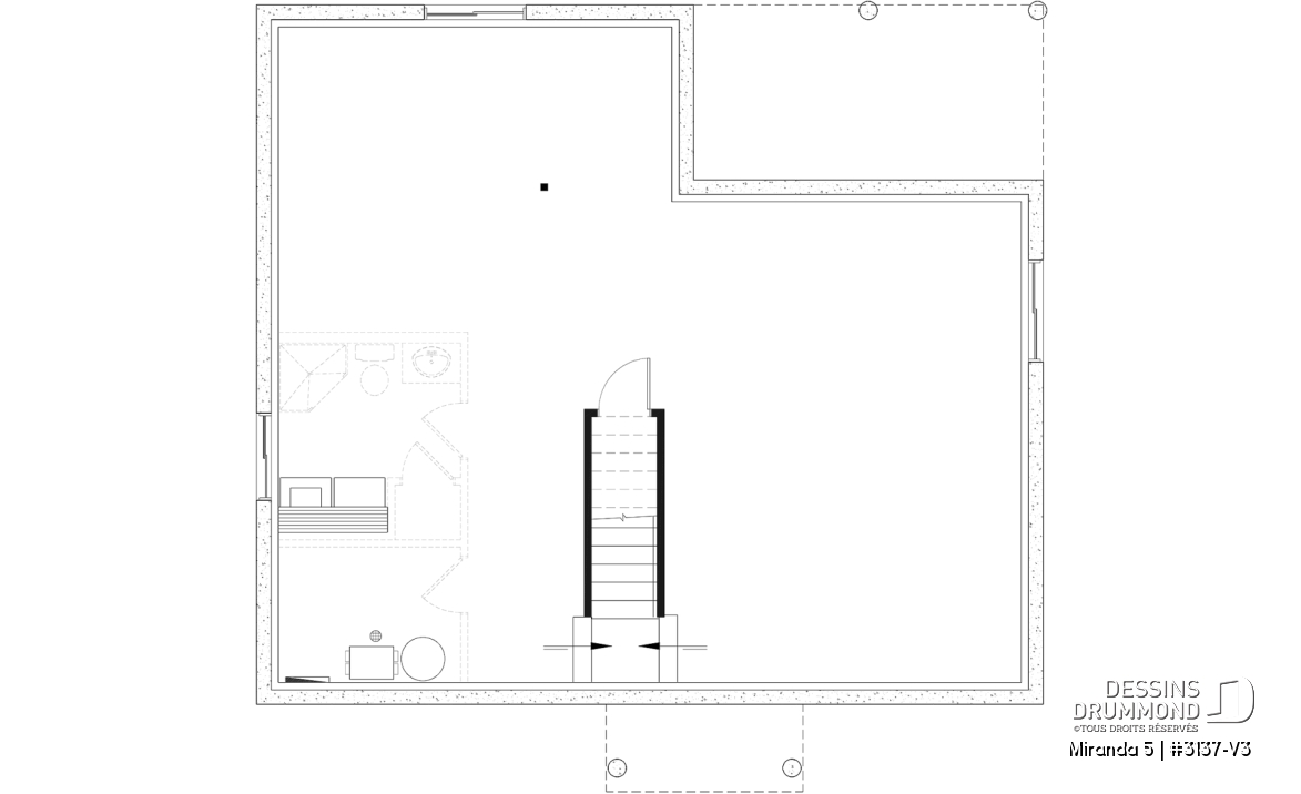Sous-sol aménageable - Modèle de plain-pied économique avec 3 chambres au rez-de-chaussée, possibilités de 2+ chambres au sous-sol - Miranda 5