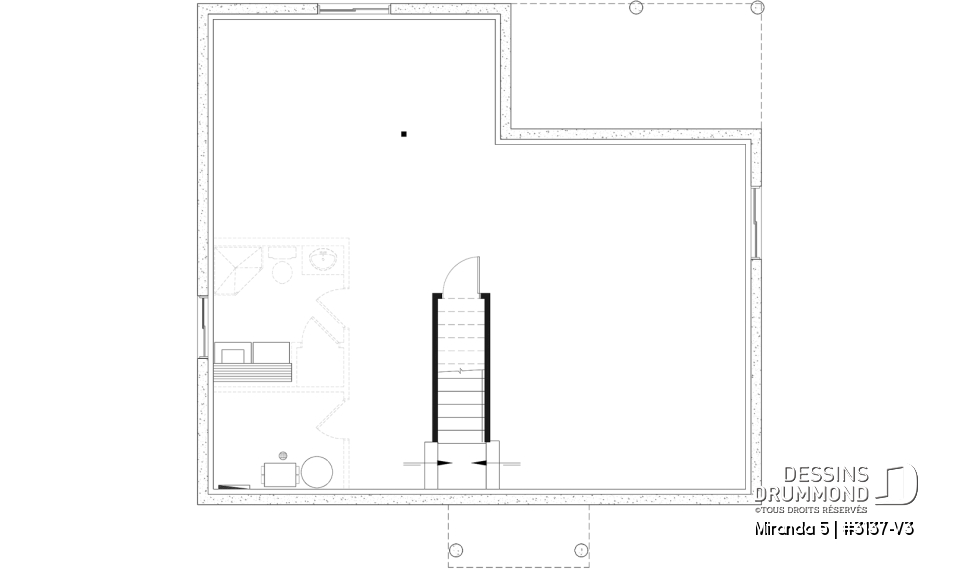 Sous-sol aménageable - Modèle de plain-pied économique avec 3 chambres au rez-de-chaussée, possibilités de 2+ chambres au sous-sol - Miranda 5