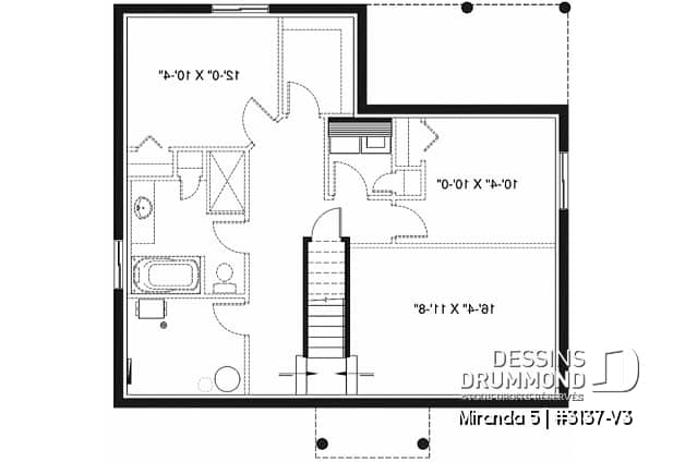 Sous-sol - Plan de plain-pied économique avec 3 chambres au rez-de-chaussée, possibilités de 2 chambres au sous-sol - Miranda 5