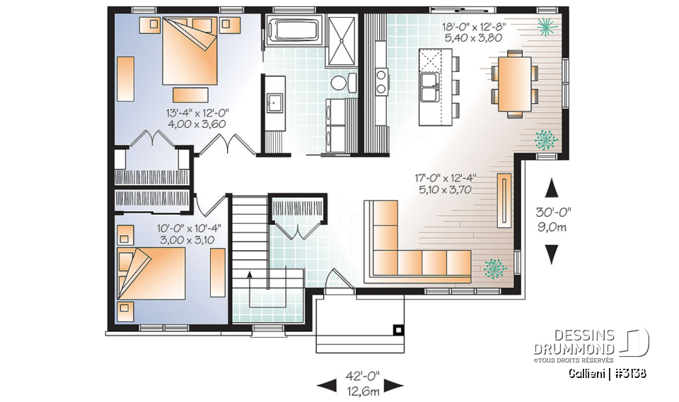 Rez-de-chaussée - Maison économique de style contemporain, à aire ouverte, superbe îlot à la cuisine, grande salle de bain - Gallieni