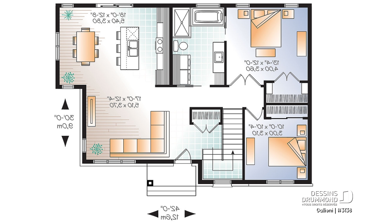 Rez-de-chaussée - Maison économique de style contemporain, à aire ouverte, superbe îlot à la cuisine, grande salle de bain - Gallieni