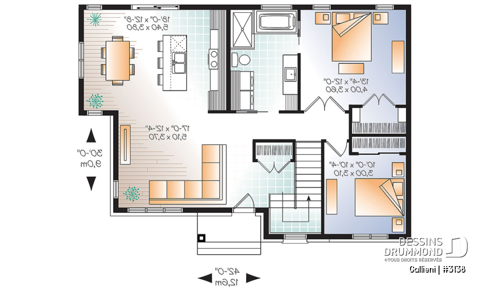 Rez-de-chaussée - Maison économique de style contemporain, à aire ouverte, superbe îlot à la cuisine, grande salle de bain - Gallieni