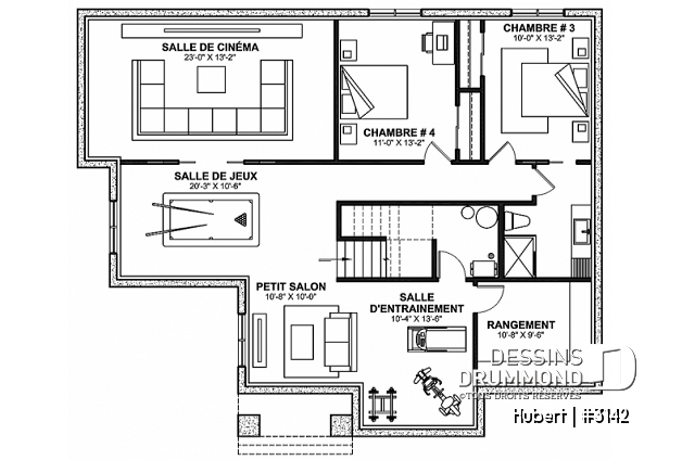 Sous-sol - Maison familiale 2 à 5 chambres selon aménagement sous-sol, cinéma maison, bureau, salle de jeux - Hubert