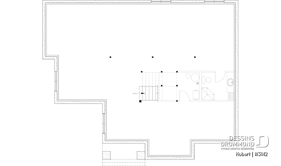 Sous-sol aménageable - Modèle plain-pied classique et lumineux avec foyer, 2 à 5 chambres, plafonds cathédrales et suite des parents - Hubert