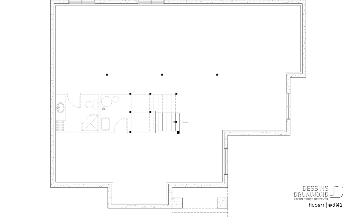 Sous-sol aménageable - Modèle plain-pied classique et lumineux avec foyer, 2 à 5 chambres, plafonds cathédrales et suite des parents - Hubert