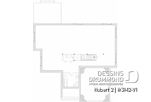 Sous-sol aménageable - Plain-pied de style classique proposant 2 à 5 chambres selon finition (ou pas) du s-sol, plafond cathédral - Hubert 2