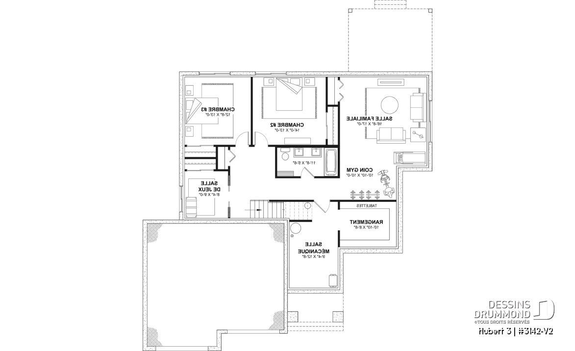 Sous-sol aménagé (Optionel $) - Modèle plain-pied avec garage double, grande suite principale au RDC, foyer au bois STUV et bureau - Hubert 3