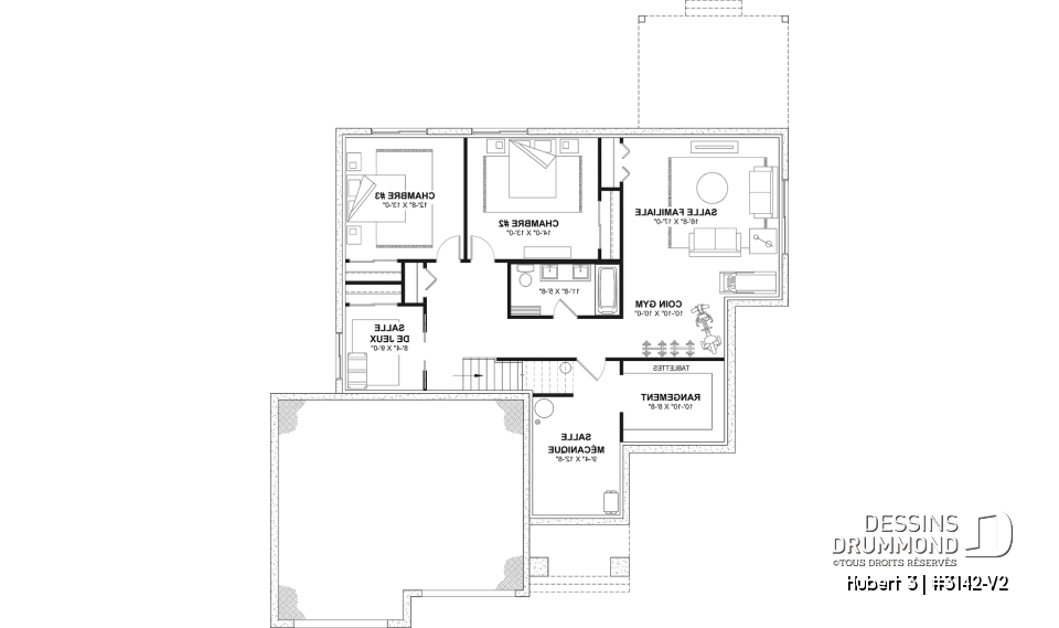 Sous-sol aménagé (Optionel $) - Modèle plain-pied avec garage double, grande suite principale au RDC, foyer au bois STUV et bureau - Hubert 3