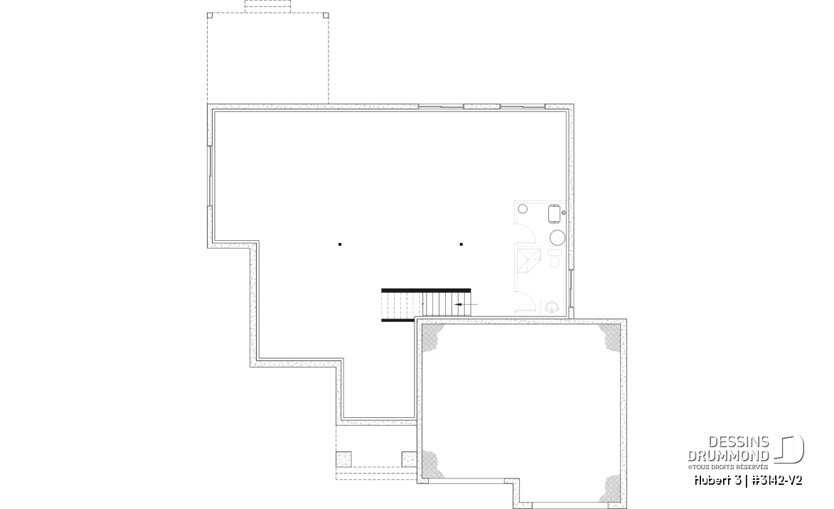 Sous-sol aménageable - Modèle plain-pied avec garage double, grande suite principale au RDC, foyer au bois STUV et bureau - Hubert 3