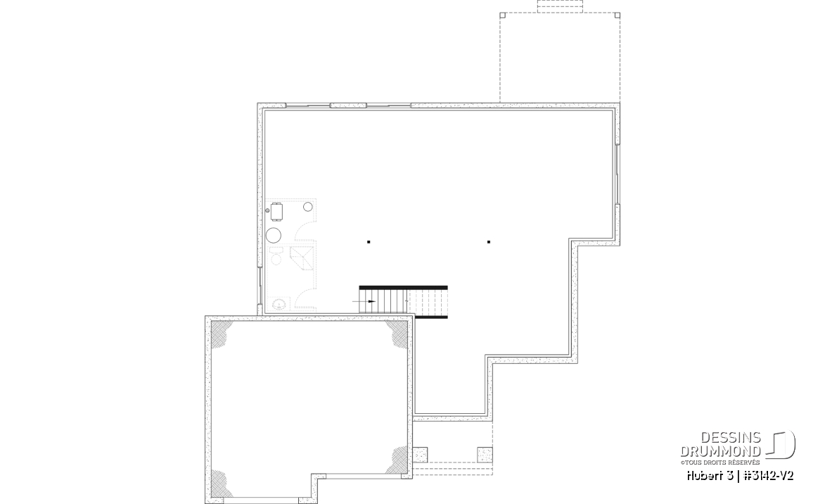 Sous-sol aménageable - Modèle plain-pied avec garage double, grande suite principale au RDC, foyer au bois STUV et bureau - Hubert 3