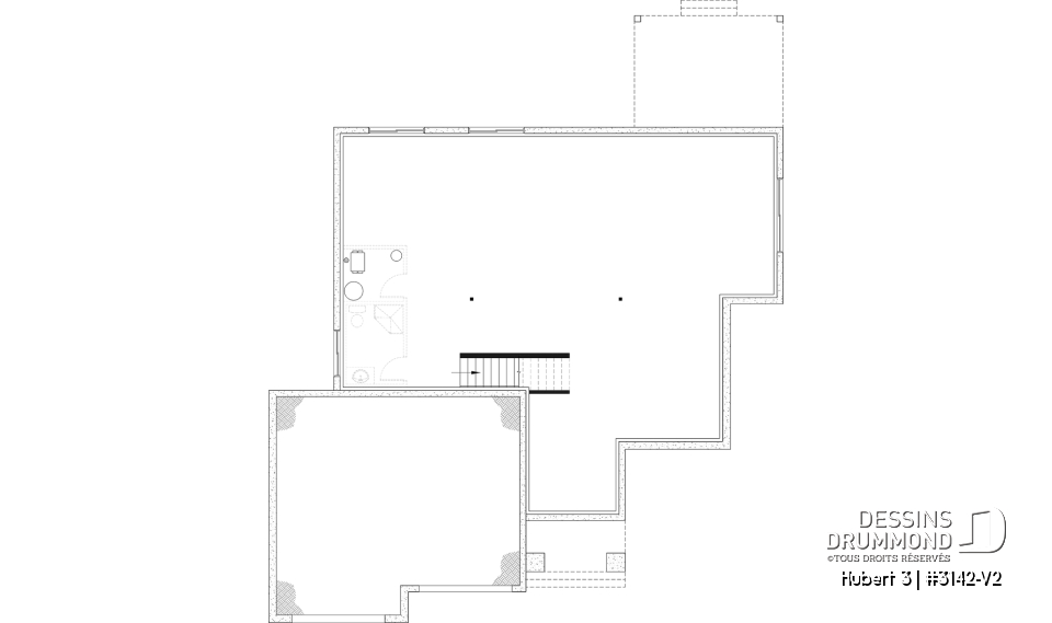 Sous-sol aménageable - Modèle plain-pied avec garage double, grande suite principale au RDC, foyer au bois STUV et bureau - Hubert 3