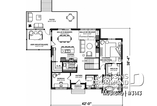 Rez-de-chaussée - Plain-pied Farmhouse 1 à 4 chambres, bureau, cuisine avec garde-manger, finition sous-sol optionnelle - Muskoka