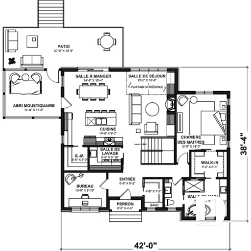 Rez-de-chaussée - Plain-pied Farmhouse 1 à 4 chambres, bureau, cuisine avec garde-manger, finition sous-sol optionnelle ($) - Muskoka