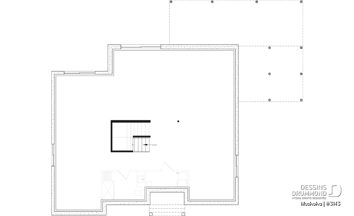 Sous-sol aménageable - Plain-pied Farmhouse 1 à 4 chambres, bureau, cuisine avec garde-manger, finition sous-sol optionnelle ($) - Muskoka